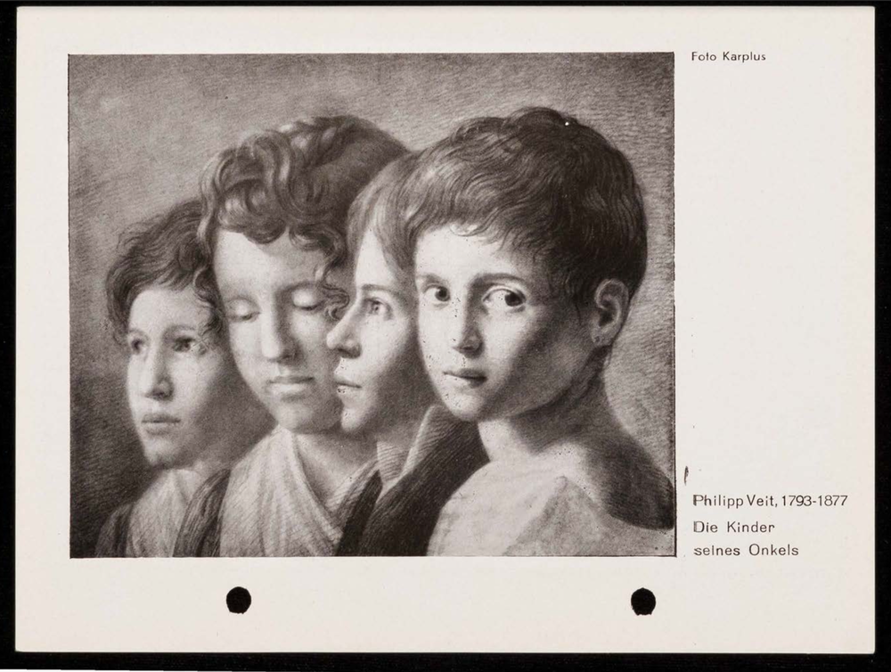 Painting by the German- Jewish Romantic painter Philipp Veit, 1793–1877. Die Kinder seines Onkels,in the  JFB calendar, page 8v.