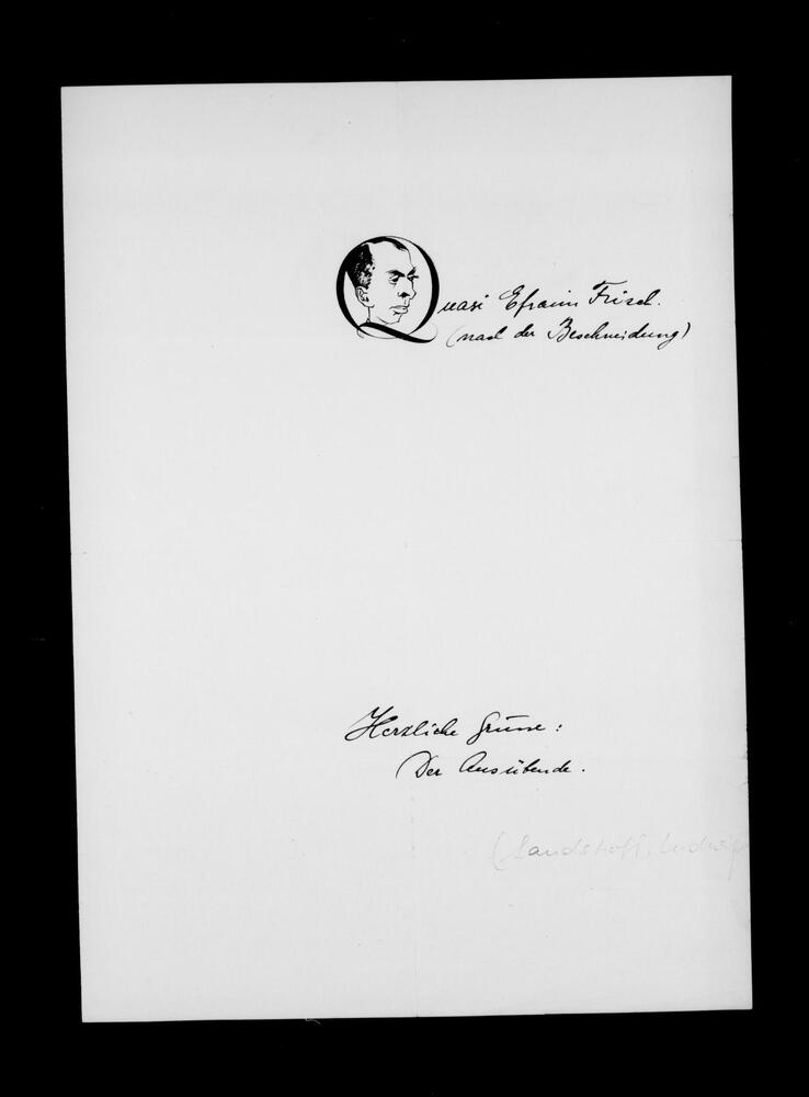 Efraim Frisch 'before and after the circumcision', drawn by photographer, graphic artist and caricaturist Hermann Landshoff © LBI NY | Berlin